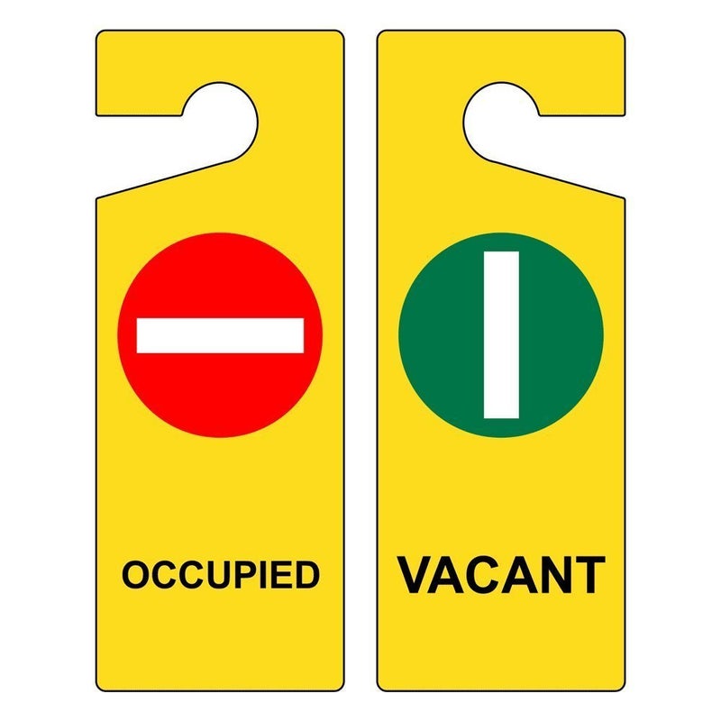 ComplianceSigns.com Occupied - Vacant Sign, 12 Pack of 8"x3" Plastic Door Hangers for Dining/Hospitality/Retail
